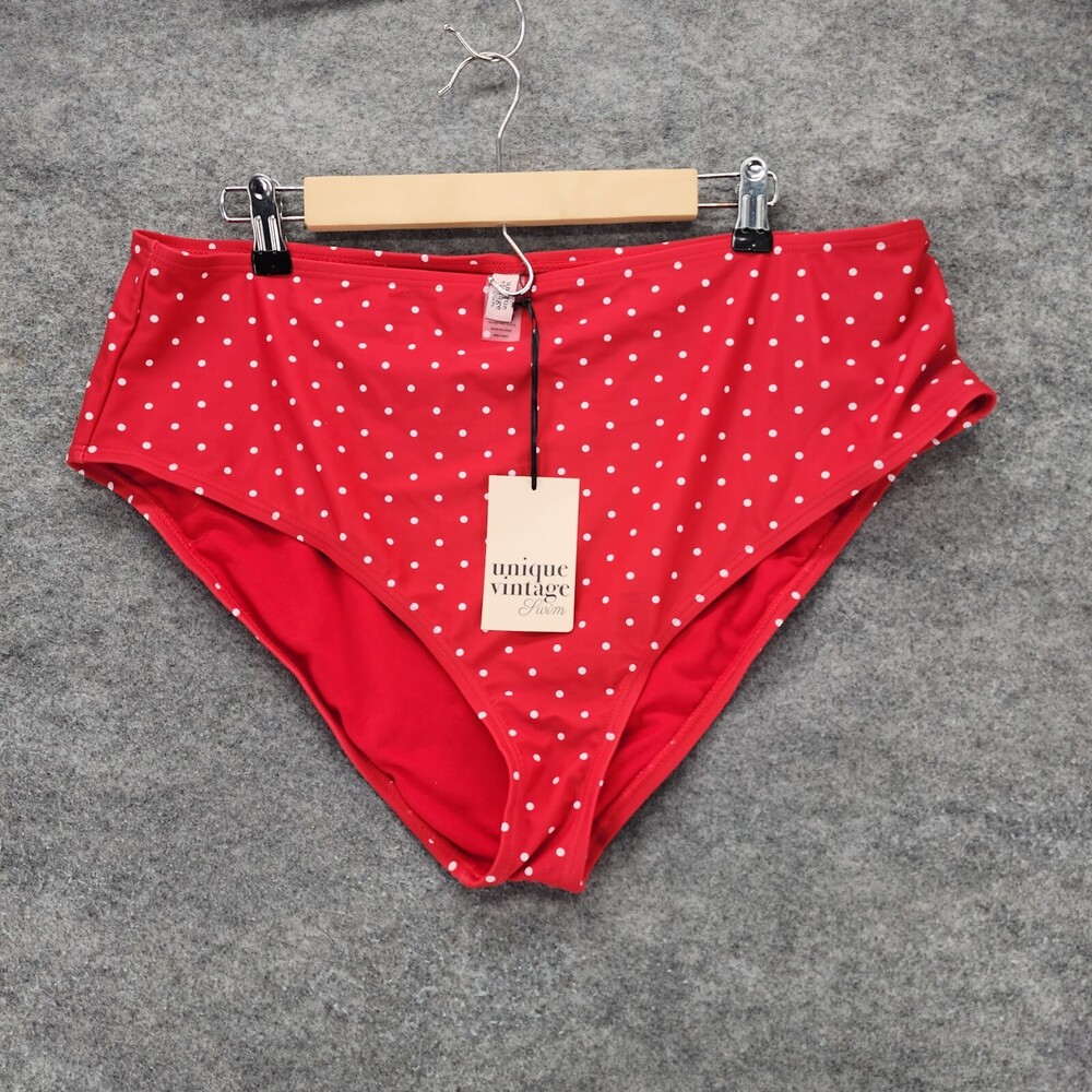 Unique Vintage Bikini Bottom Womens 3X Red White Pin Dot Swimwear